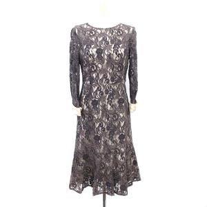 18AW ワンピース レース シースルー ロング 七分袖 カフス 36 S グレー