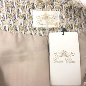 Grace Class Jules TOURNIER ジャケット ノーカラー ツイード ラメ 36 S ベージュ 黒 ブラック ゴールド