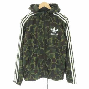 17SS カモ ウィンドブレーカー フード付き迷彩柄ジップアップジャケット カモフラ ナイロン S カーキ 茶 ブラウン BJ997