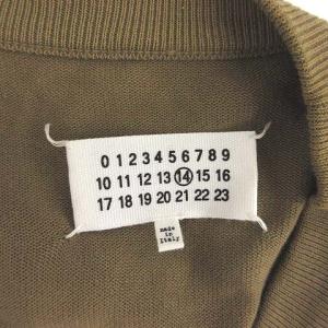 Martin Margiela 14 メゾンマルタンマルジェラ 15SS カーディガン ニット エルボーパッチ ラムレザー 長袖 M カーキ 茶