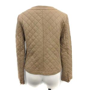 Grace Class ノーカラージャケット 革ジャン キルティング ラムレザー 羊革 ジップアップ 38 M ベージュ