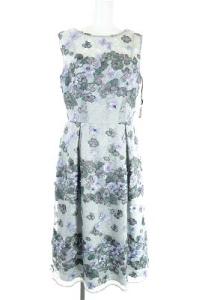 20SS ワンピース ノースリーブ ロング 刺繍 総レース タグ付き 36 S グレー マルチカラー