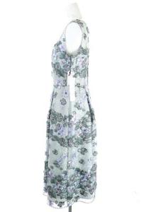 GRACE CONTINENTAL 20SS ワンピース ノースリーブ ロング 刺繍 総レース タグ付き 36 S グレー マルチカラー