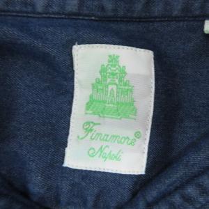 Finamore シャツ デニム 長袖 イタリア製 ワイドカラー 38 M ブルー