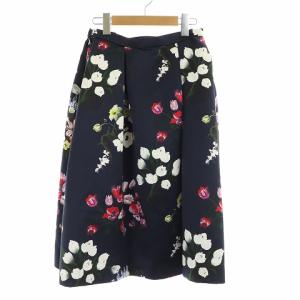 KEITA MARUYAMA スカート フレア ロング 花柄 1 S 黒 ブラッ