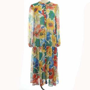 20SS ワンピース ロング シフォン 花柄 長袖