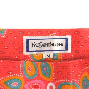YVES SAINT LAURENT ヴィンテージ ひざ丈総柄スカート M オレンジ