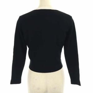 PAULE KA カーディガン ニット 七分袖 ショート丈 バイカラー 2 M 黒 ブラック 白 ホワイト