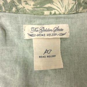 REMI RELIEF ジャケット マウンテンパーカー ジップアップ パーム柄 総柄 リネン混 S 緑 グリーン