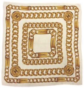 スカーフ チェーン柄 ココマーク アイボリー ゴールド