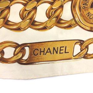CHANEL スカーフ チェーン柄 ココマーク アイボリー ゴールド
