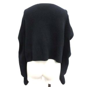 ENFOLD 19SS セーター ニット ショート丈 クロップド ウェーブスリーブ ネイビー