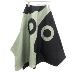 21SS Yes RAZY SKIR スカート フレア バイカラーブラック カーキ