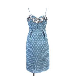 キャミワンピース ドレス クローバー ロング ノースリーブ ビジュー 0 XS 水色 ライトブルー