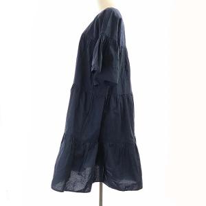 Merlette ワンピース ティアード ギャザー フレア フレアスリーブネイビー