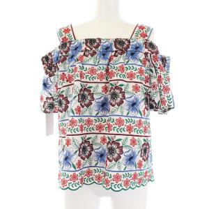 21SS オフショルダー刺繍 ブラウス 半袖 総柄 36 マルチカラー