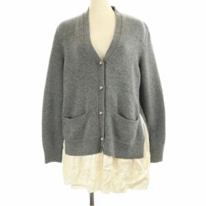 カーディガン ドッキング フリル ロゴボタン M グレー