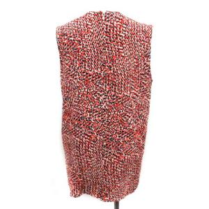 CELINE フィービー期 ノースリーブブラウス シルク 総柄 40 レッド ネイビー