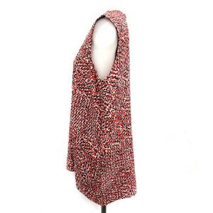 CELINE フィービー期 ノースリーブブラウス シルク 総柄 40 レッド ネイビー