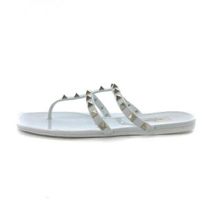 VALENTINO GARAVANI トングサンダル フラット スタッズ イタリア製 38 24.5cm 白 ホワイト