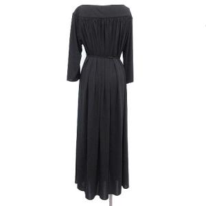 CELFORD 20SS ワンピース ロング 七分袖 マキシ フレア ウエストリボン 38 M 黒 ブラック