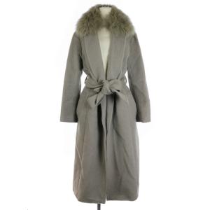 コート ロング フォックスファー ベルト 36 S グレージュ