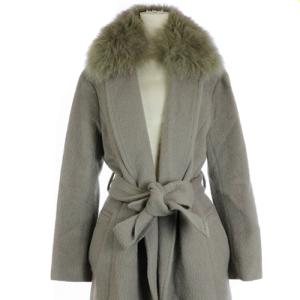 GRACE CONTINENTAL コート ロング フォックスファー ベルト 36 S グレージュ