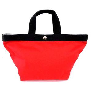 トートバッグ 舟形 ナイロン スナップボタン 赤 レッド