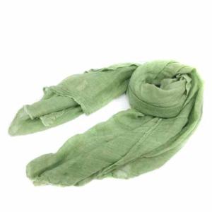 ストール マフラー フリンジ シルク混 黄緑