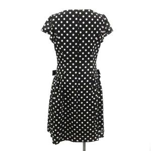 M'S GRACY 17年製 ワンピース 半袖 ひざ丈 ドット リボン 38 M 黒 白 ブラック ホワイト