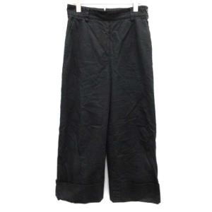 リネン混ワイドパンツ ブラック