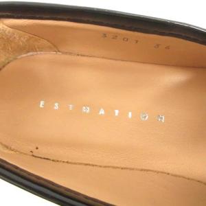 ESTNATION コインローファー モカシン エナメル 厚底 36 23cm 黒 ブラック