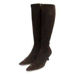 CHANEL ロングブーツ スエード ココマーク 35.5C 22cm 茶