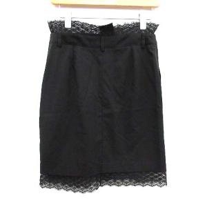 CHANEL スカート ひざ丈 タイト レース ココボタン イタリア製 XS ブラック P23486V13701