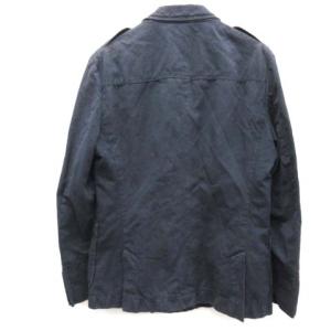 HUGO BOSS テーラードジャケット ダブル サイドベンツ リネン混 48 L ネイビー