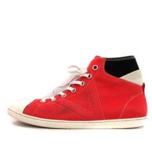 ハイカットスニーカー レースアップ キャンバス 7 レッド