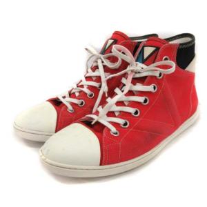 LOUIS VUITTON ハイカットスニーカー レースアップ キャンバス 7 レッド