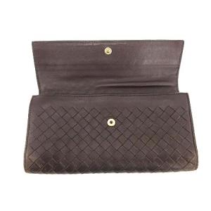 BOTTEGA VENETA イントレチャート レザー長財布 ブラウン