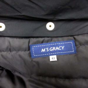 M'S GRACY 2019年製 ダウンコート レッキスラビットファー アウター ミドル丈 ロング リボン 42 XL 黒 ブラック