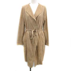 16SS ラムレザースエードガウンコート 38 ベージュ