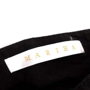MARIHA 近年モデル ウエストギャザー ワンピース フレンチスリーブ Vネック フレア マキシ インド綿 F 黒 ブラック