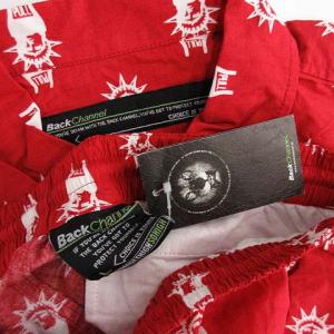 Back Channel セットアップ 上下 半袖 シャツ 総柄 ショート パンツ コットン L レッド 白