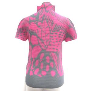 me ISSEY MIYAKE 20SS S/Sハイネックプリーツカットソー 総柄 半袖 グレー ピンク