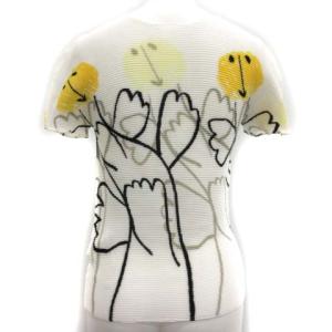 me ISSEY MIYAKE 19AW カットソー プリーツ 総柄 半袖 白 ホワイト 黄 イエロー