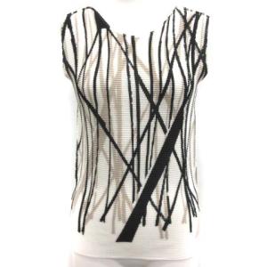 19SS カットソー プリーツ 総柄 ノースリーブ 黒 ブラック ベージュ