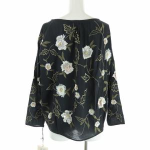 GRACE CONTINENTAL ブラウス シャツ 長袖 ボタニカル刺繍TOP スパンコール 38 M 紺 ネイビー タグ付き