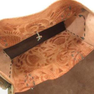 CARVING TRIBES MaestraM マエストラM トートバッグ ハンドバッグ レザー 総柄 リボン 緑 グリーン 茶 ブラウン