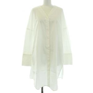 19AW ブラウス シャツ チュニック 長袖 ノーカラー 38 M 白 ホワイト