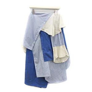 19SS クレイジーパターン 変形 タイトスカート 38 M 青 白 