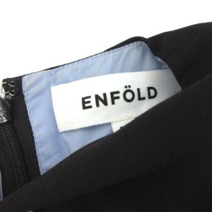 ENFOLD ワンピース ロング 変形 フェイクレイヤード 長袖 38 M 黒 ブラック 青 ブルー